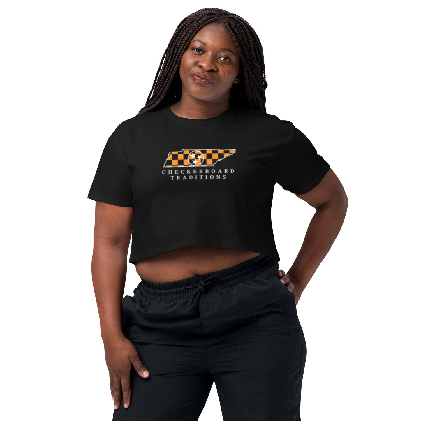 Checkerboard Traditions- Women’s Crop Top (Black)